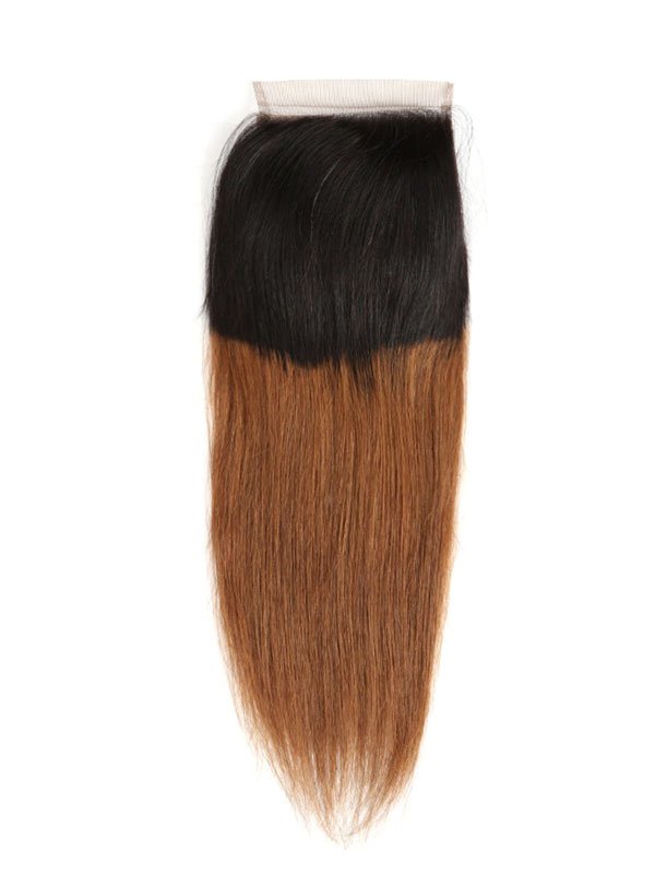 Ombre Golden Brown Sleek Straight 4*4 Closure (1b/30)
